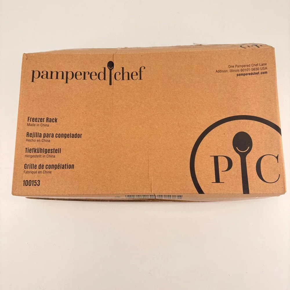 Pampered Chef Freezer Rack 100153 Silver‎ Metal Wire Organizer 6 Slots NEW